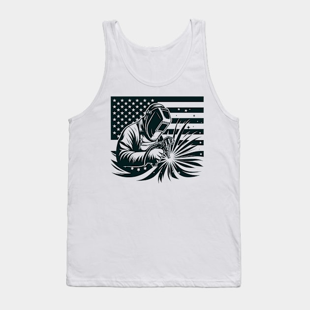 Welding American Welder USA Flag Tank Top by Visual Vibes